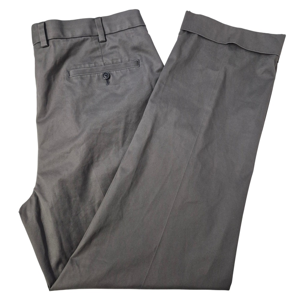 Brooks Brothers Chino Pants Men 40/32 Elliot Fit Grey Cotton Stretch Pleated